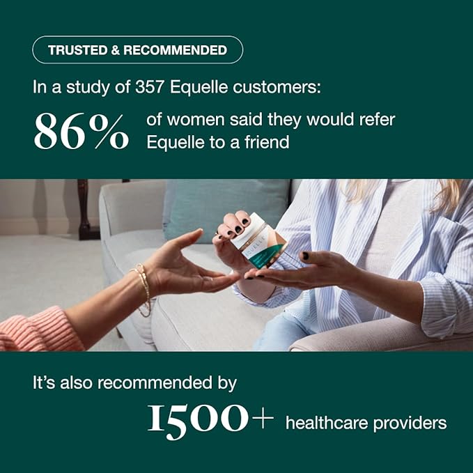 EQUELLE Multi-Symptom Menopause Relief Supplement for Women, Plant-Based S-Equol, Non-Hormonal & Non-Prescription, Fewer Hot Flashes, More Sleep, Relieves Muscle Aches, 3 Month Supply (180 Tablets)