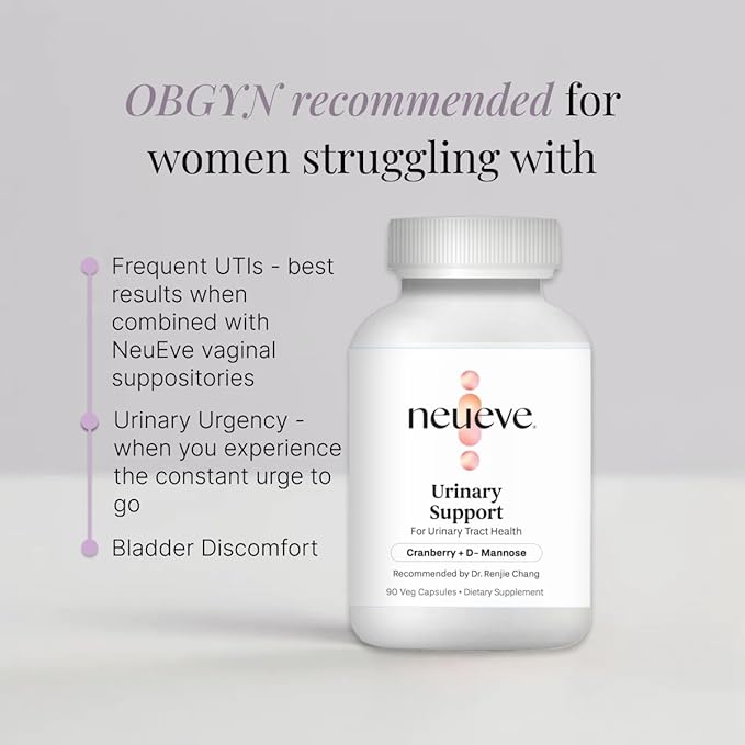 NeuEve Urinary Support Cranberry and D Mannose Supplements for Urinary Health Defense, All-Natural Ingredients | 90 Vegan Capsules