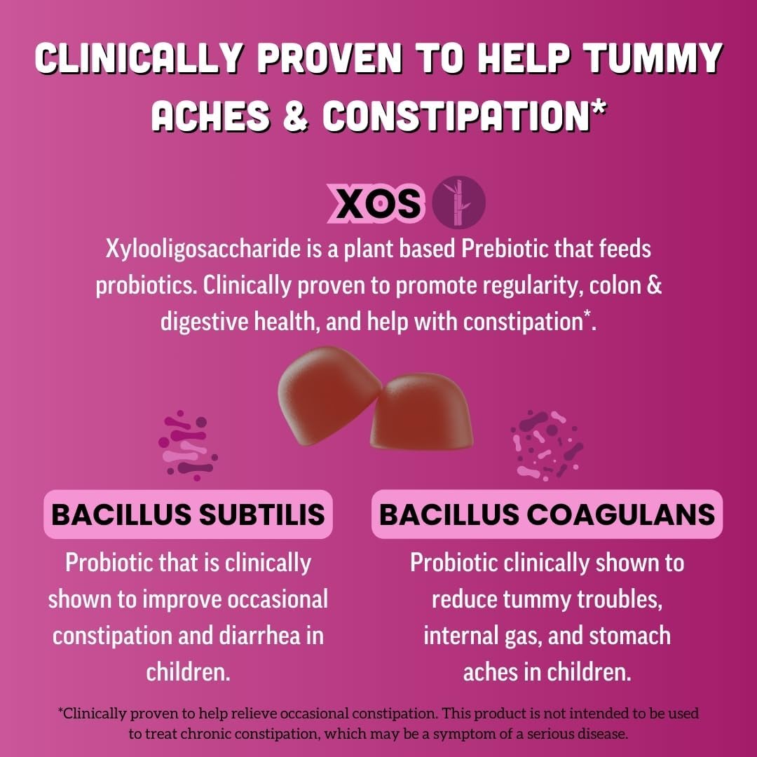 Llama Naturals Kids Probiotic with Prebiotic Fiber, Vegan, Organic Prebiotics and Probiotics Gummies for Gut Health Support, Toddler Real Fruit Gummy Vitamins, No Added Sugar Cane, Mixed Berry, 60 Ct