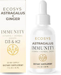 Astragalus & Ginger Natural Vitamin D3 & K2 Liquid Drops for Immune Support | Immunity Herbal Blend | 100% Pure Essential Oils & Lemon Tincture | Made in USA