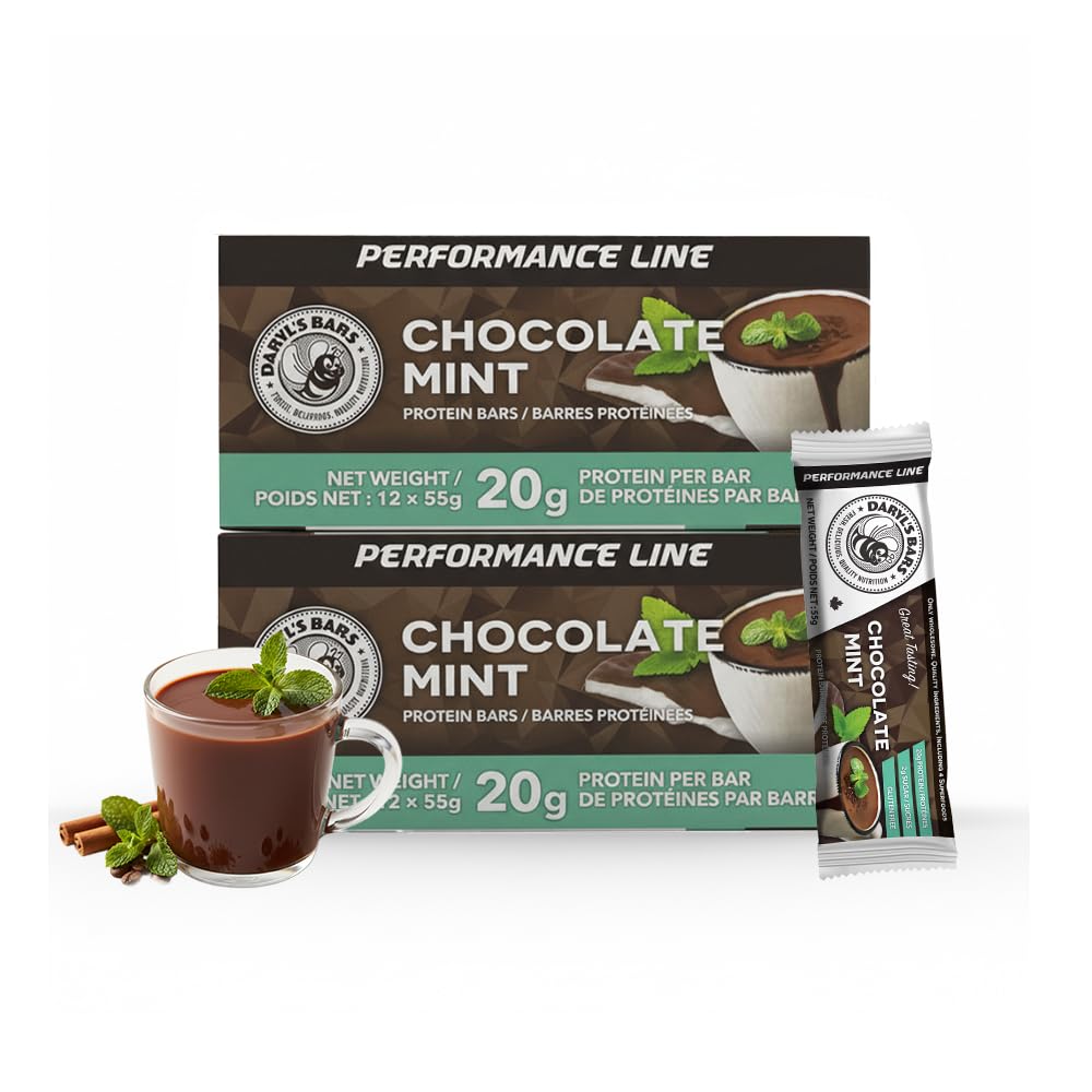 Daryl's Bars, Chocolate Mint On the Go Whey Protein Bars, Gluten Free, Low Sugar, Protein Snack, Meal Replacement, Pack of 2