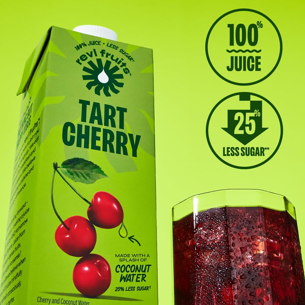 Revl Fruits™ 100% Juice, No Added Sugar, Tart Cherry, 32 fl oz. Carton (Pack of 2)