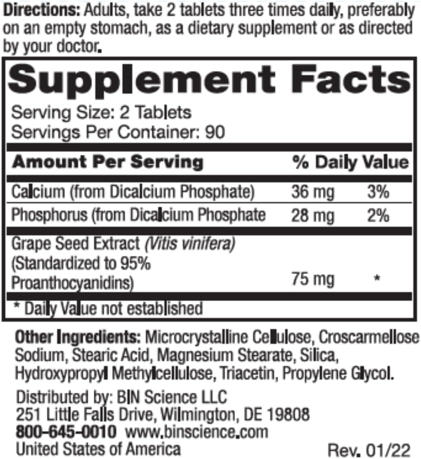 Roex Vitamins | PC-95 Grape Seed Extract | Dietary Supplements | Stress Relief | Healthy Eyes | Healthy Brain | Healthy Skin | Cardiovascular Support | 180 Count