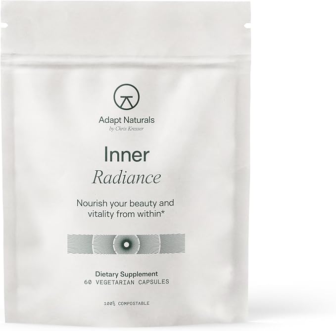 Adapt Naturals Inner Radiance Hair Skin and Nails Vitamins for Women and Men with Biotin, Collagen, Hyaluronic Acid, Vitamin C & Ceramides - Thicker Hair, Stronger Nails & Hydrated Skin Supplement