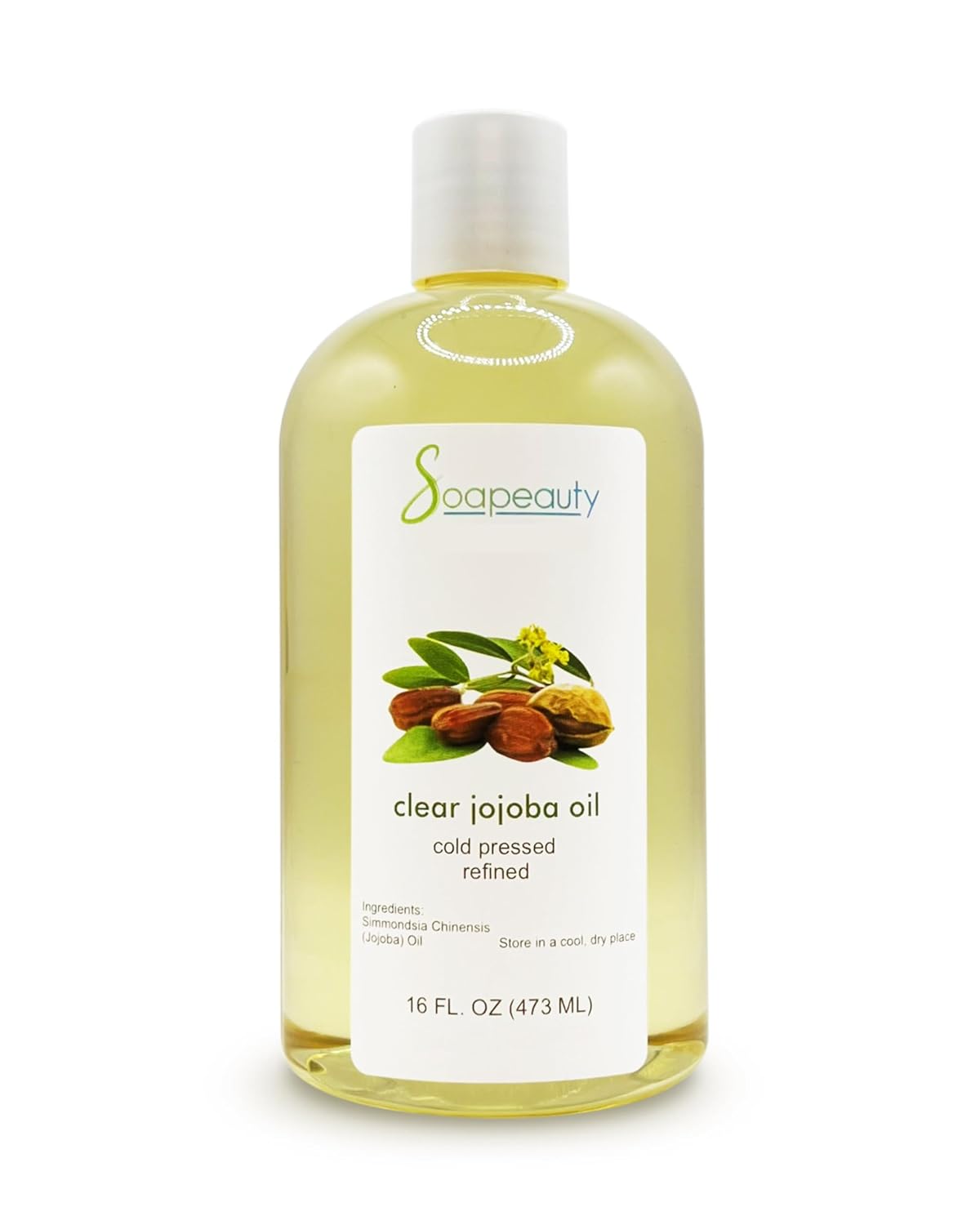 Soapeauty Clear Jojoba Oil | 100% Pure & Natural | Refined, Cold Pressed, Hexane Free | Moisturizing Oil for Skin, Face, Hair & Nails | 16 fl oz