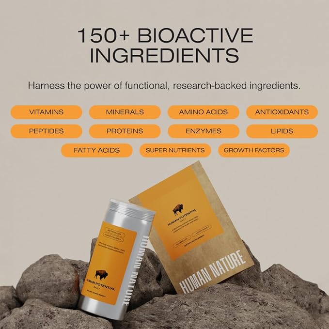 Human Nature Human Potential: Wild & Grass Fed Bison Organ Supplement with 150+ Nutrients for Energy, Focus, Vitality & Immune Support