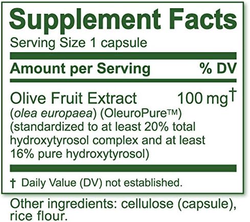 20% Hydroxytyrosol Complex™ Olive Fruit Extract - Super Strength 100% Grown & Extracted in Spain. 90 Capsules, 100 mg, from The Maker of Real European Olive Leaf Extract
