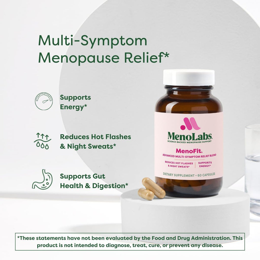 MENOLABS MenoFit, Menopause Supplements for Women - 60 Capsules - Advanced Women’s Probiotic with Vitamins and Red Clover for Gut Health, Hot Flashes and Hormone Balance for Women