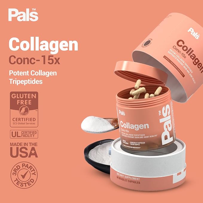 Marine Collagen Peptides Capsules for Women & Men 15x Concentration Type I & III Fish Derived Tripeptides Hydrolyzed Marine Collagen Supplements for Skin Hair Nails Bones Joint Health, Non-GMO 30 Days