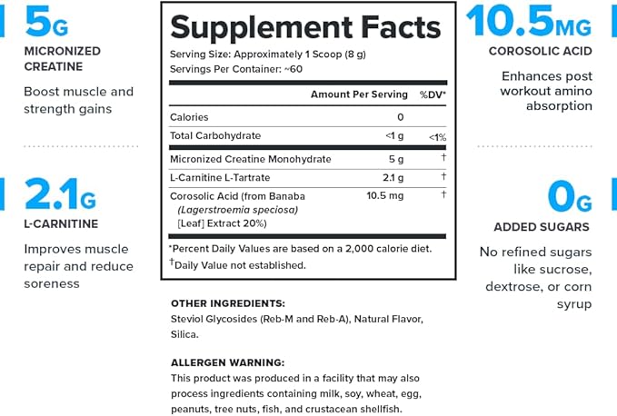 LEGION Recharge Post Workout Supplement - All Natural Muscle Builder & Recovery Drink with Micronized Creatine Monohydrate Naturally Sweetened & Flavored (Unflavored, 60 Servings, Pack of 1)