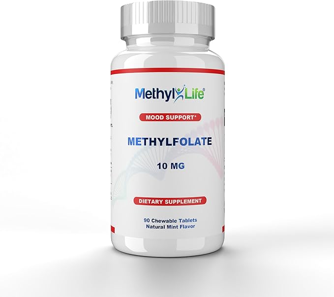 Methyl-Life Purest L-Methylfolate 10 mg Pharmaceutical Grade Professional Strength Active Folate - 3 Months Supply. Chewables. Non-GMO. Gluten Free Methylfolate