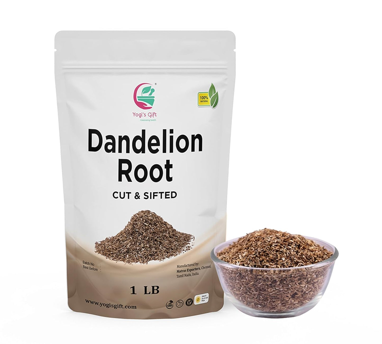 Dandelion Root 1 LB | Cut and Sifted Loose Root | by Yogi's Gift®
