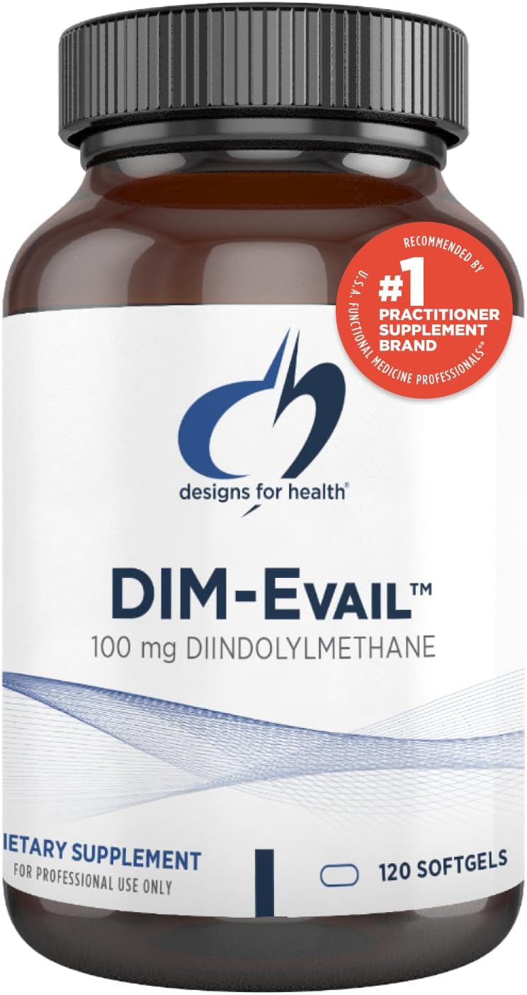 Designs for Health DIM-Evail - 100mg DIM Supplement Enhanced Absorption Diindolylmethane - Supports Healthy Estrogen Metabolism & Women's Health - Non-GMO & Soy-Free (120 Softgels)