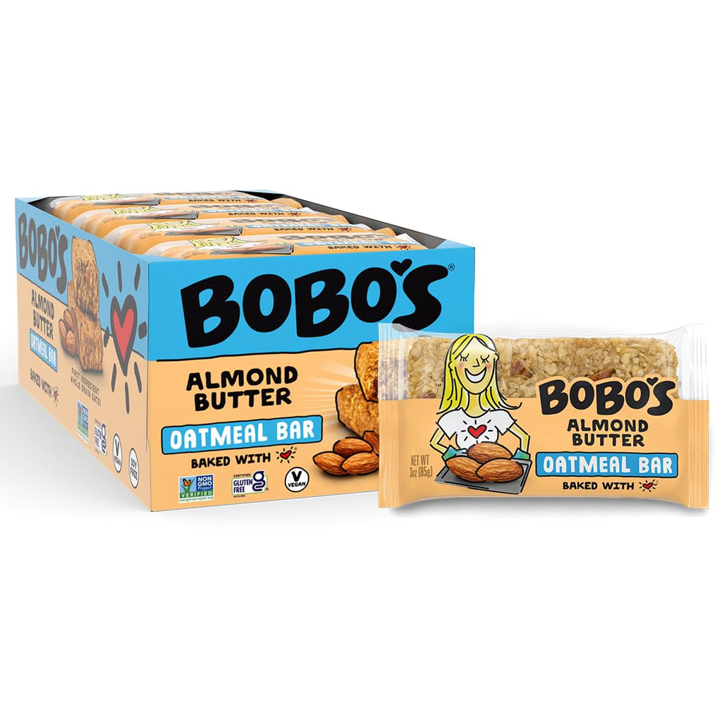 Bobo's Almond Butter Oat Bars, Gluten Free, Non-GMO, Whole Grain Oats, Pack of 12 | Snack Bars | On-the-Go | Made with Simple Ingredients