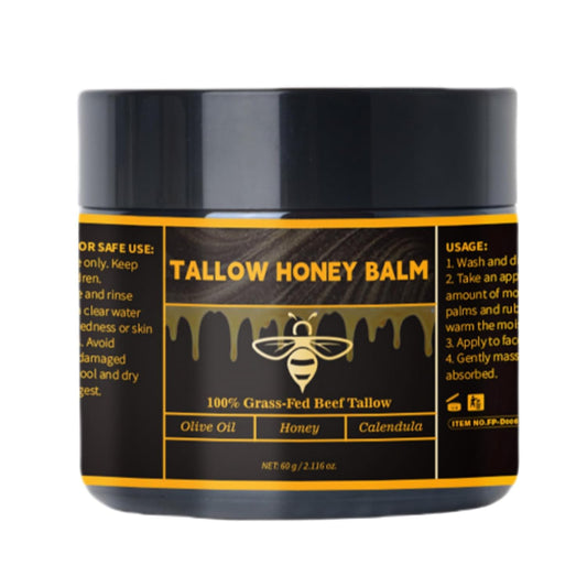 Beef Tallow for Skin, Beef Tallow for Face| Natural Grass-Fed Beef Tallow Moisturizer | Deep Hydration with Organic Raw Wild Honey & Beeswax | Face & Body Formula | Lightly Scented