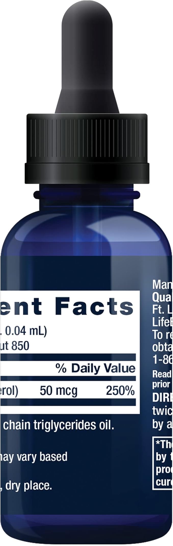 Life Extension Liquid Vitamin D3, 50 mcg (2000 IU), Immune System Support, Bone Health, Whole-Body Health, unflavored, Gluten-Free, Non-GMO, 29.57 ml