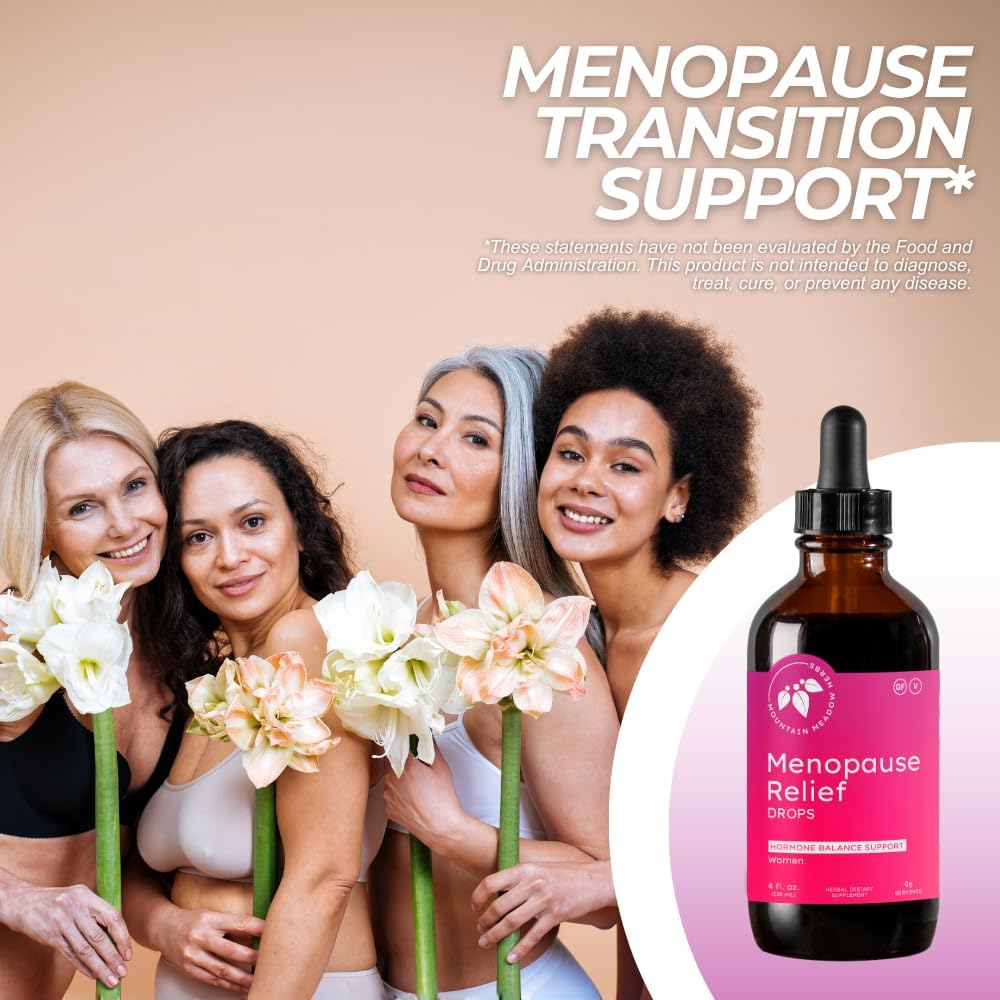 Mountain Meadow Herbs Menopause Relief Drops – Natural Herbal Supplement for Hot Flashes, Hormone Balance, Mood Support & Night Sweats, Liquid Menopause Support – 4oz