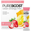 Pureboost Clean Energy Booster, Refreshing Energy Drink Mix with B12 Vitamins, Electrolytes, Antioxidants, Sugar-Free with No Sucralose (Strawberry Lemonade, 30 Count)