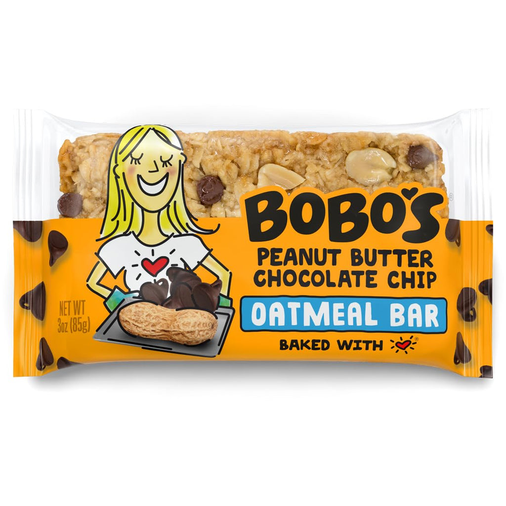 Bobo's Peanut Butter Chocolate Chip Oat Bars, Gluten Free, Non-GMO, Whole Grain Oats, Pack of 12 | Snack Bars | On-the-Go | Made with Simple Ingredients