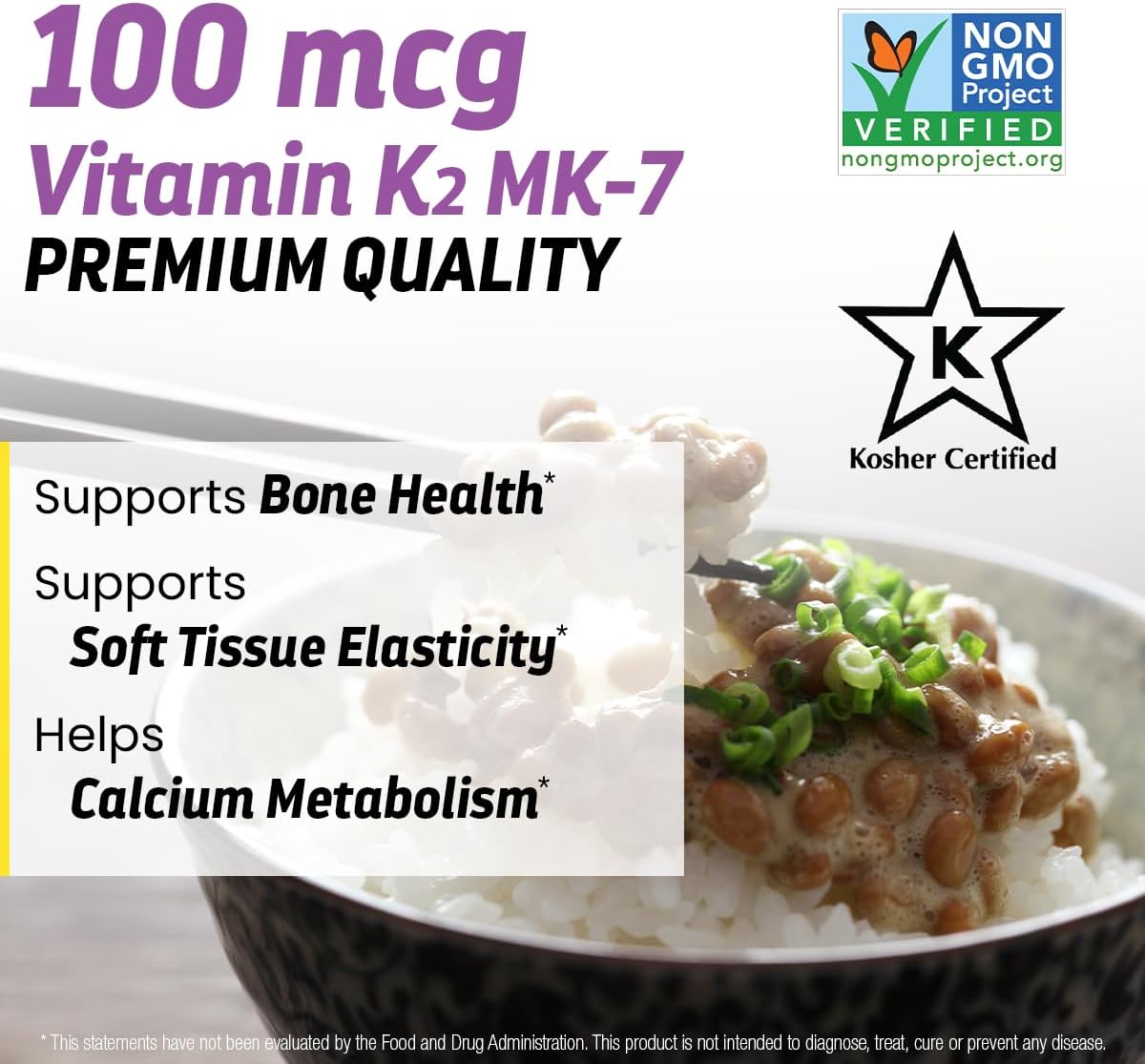 Vitamin K2 MK7 with Vitamin K2 MK4, 3-Month Supply High-Potency K2 Vitamin Supplement MK-7 for Bone Health & Cardiovascular Health, 90 Vegan Capsules, Made in The USA