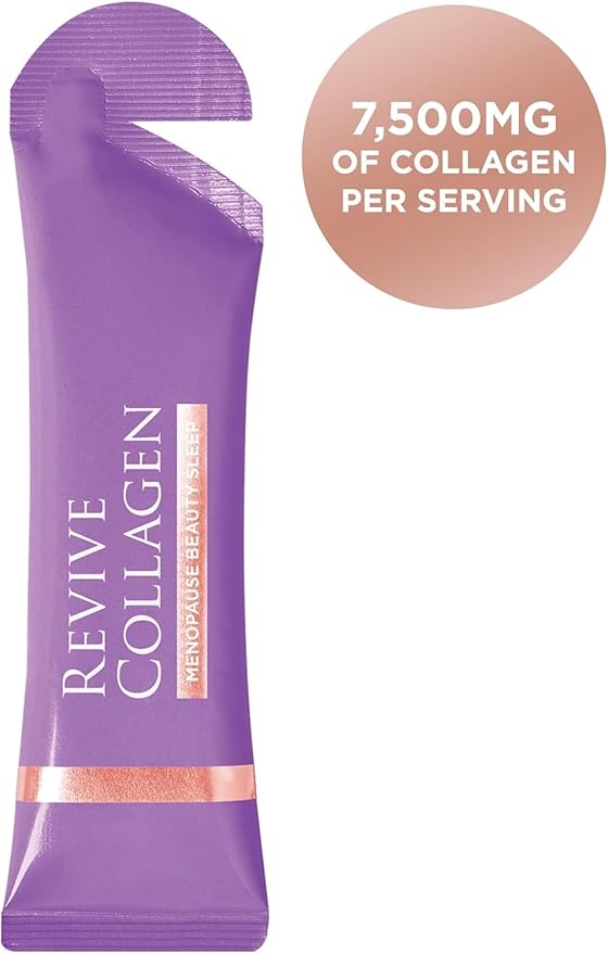 Revive Collagen Menopause Beauty Sleep — Hydrolyzed Marine Collagen Drink for Women, 7,500MG, Zinc, Chicory Root Fiber, Vitamin D & K, Supports Sleep Quality, Apple & Blackcurrant Flavour — 14 Sachets