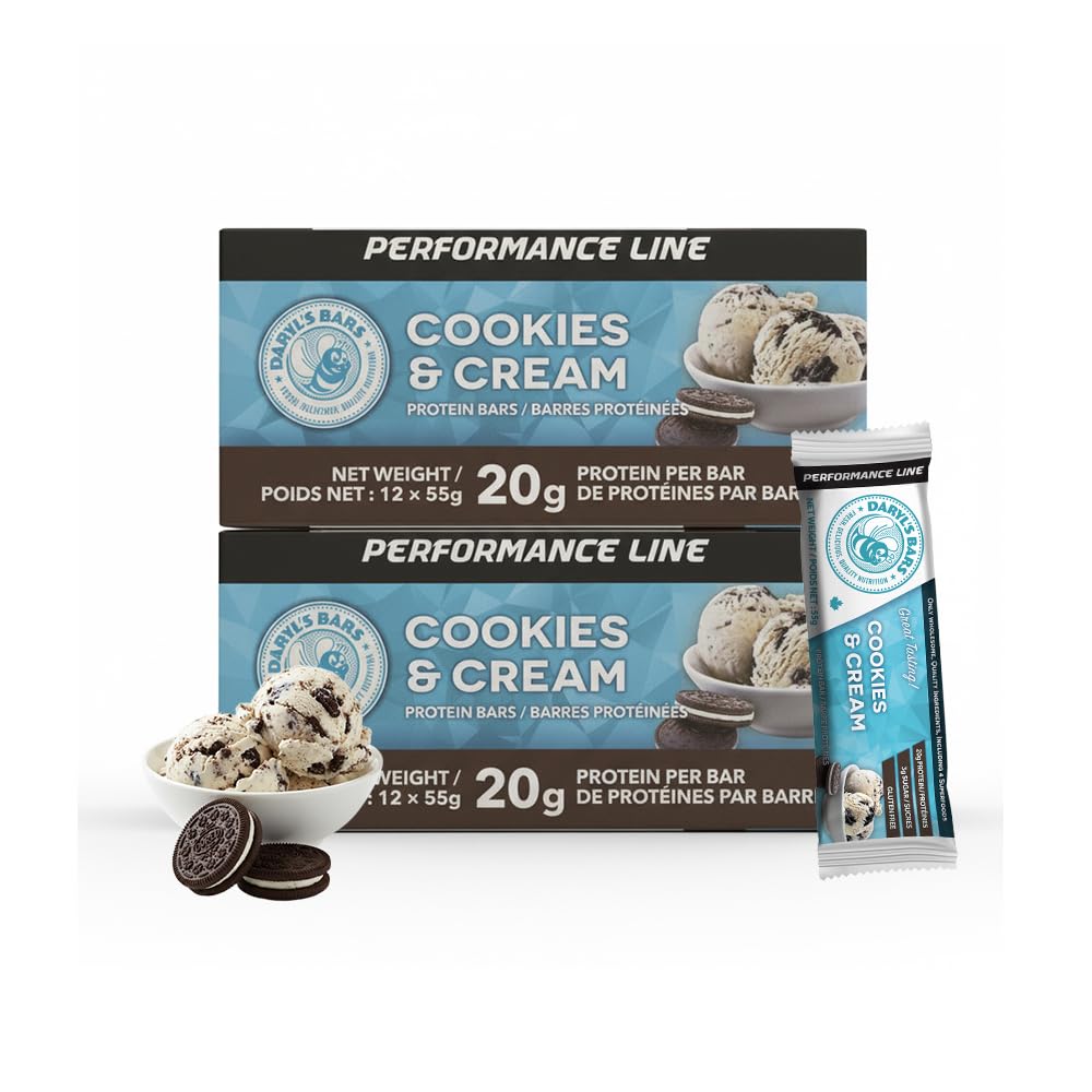 Daryl's Bars Cookies & Cream On the Go Snack On the Go Whey Protein Bars, Gluten Free, Protein Snack, Meal Replacement, Pack of 2