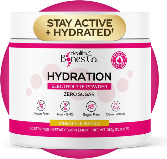 Sugar-Free Electrolyte Powder Drink Mix Fast Hydration Naturally Sweetened with Organic Monk Fruit, Pineapple Mango Flavor (310g) with Key Electrolytes and Trace Minerals –Keto Friendly, Vegan