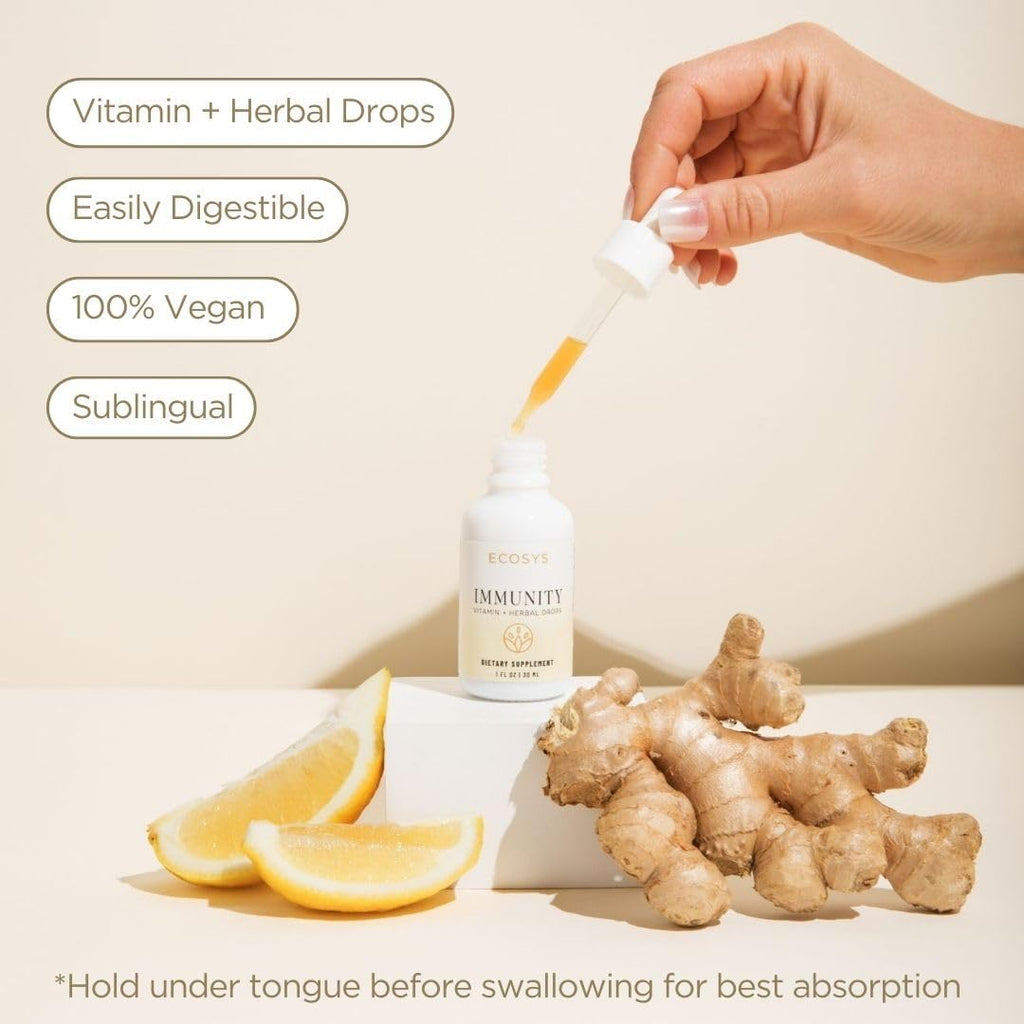 Astragalus & Ginger Natural Vitamin D3 & K2 Liquid Drops for Immune Support | Immunity Herbal Blend | 100% Pure Essential Oils & Lemon Tincture | Made in USA