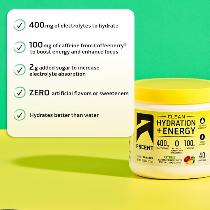 ASCENT Citrus Hydration Plus Energy, 8.17 OZ