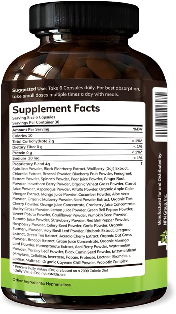 Texas SuperFood - Original Superfood Capsules, Superfood Reds and Greens, All-Natural Whole Food Dietary Supplement, Non-GMO, Gluten Free, Vegan, No Soy, 180 Capsules