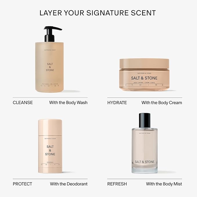 Salt & Stone Body Cream – Saffron & Cedar | Hydrating Formula with Seaweed Extracts, Spirulina & Squalane | Deep Hydration, Skin Barrier Support & Healthy Glow | for all Skin Types (6.7 fl oz)