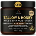 Beef Tallow for Skin with Honey - Grass Fed Beef Tallow for Face Wrinkles - Hydrating Cream Face and Body Moisturizer with Raw Honey and Olive Oil for Dry Skin, Hands, Feet - 4.4 oz