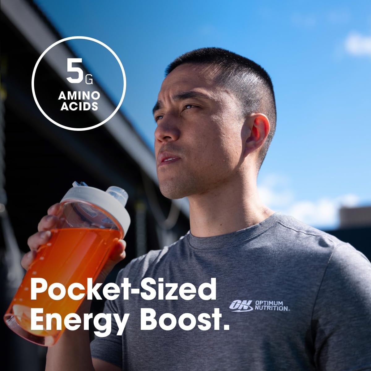 Optimum Nutrition Essential Amino Energy Plus Electrolytes Stick Packs, Energy Powder, Tangerine Wave, 7 Count