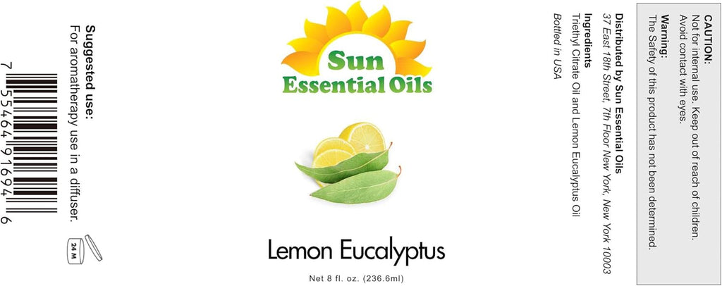 Sun Essential Oils 8 oz Lemon Eucalyptus Essential Oil – Aromatherapy Oil