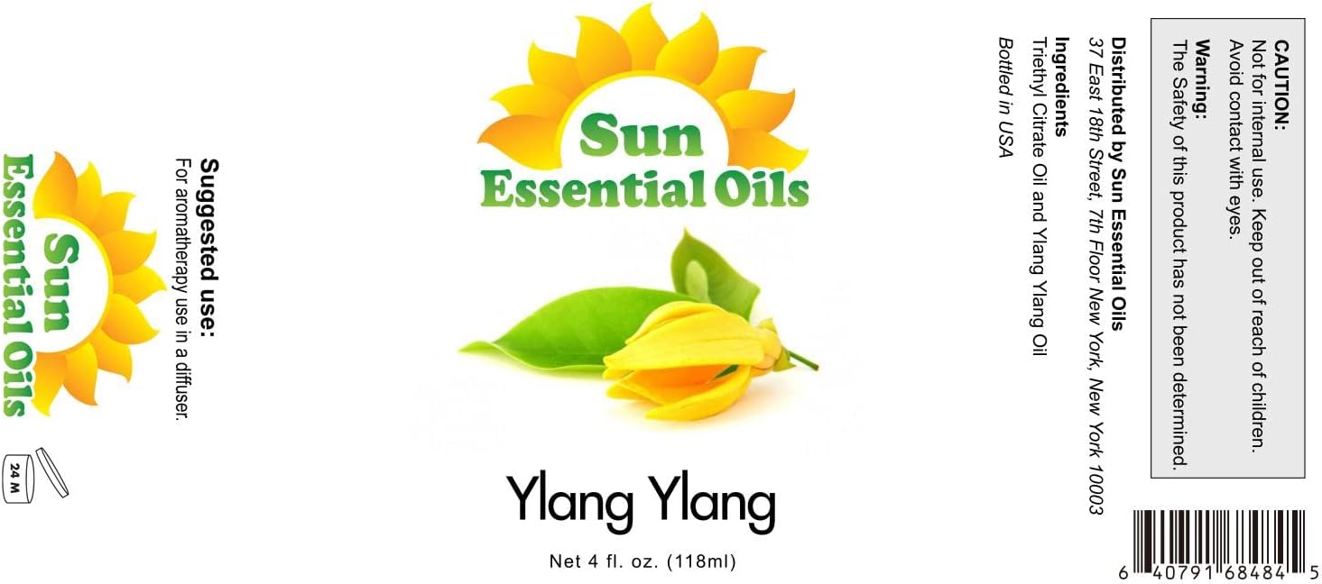 Sun Essential Oils 4oz - Ylang Ylang Essential Oil - 4 Fluid Ounces - Ylang Ylang Oil - Aromatherapy Oils