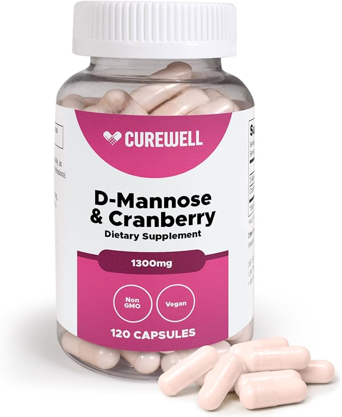 D-Mannose & Cranberry 1300mg (120 Capsules) | Vegan & Non-GMO Urinary Tract Health Supplement | UTI Defense & Bladder Support for Women & Men | Natural Urinary Cleanse & Immune Support