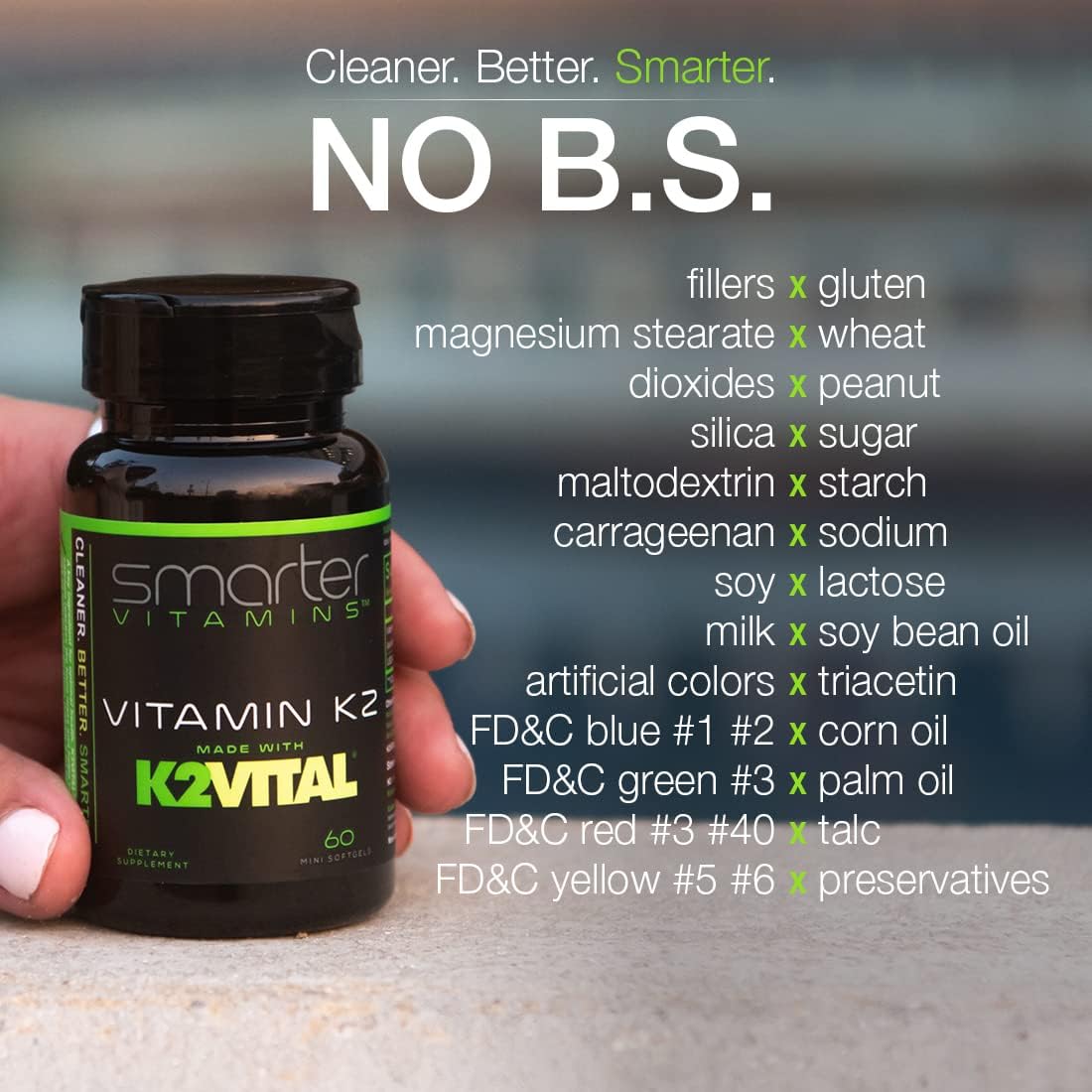 Smarter Vitamin K2 MK7 100mcg, Made with K2VITAL and Kale, 60 Liquid Softgels