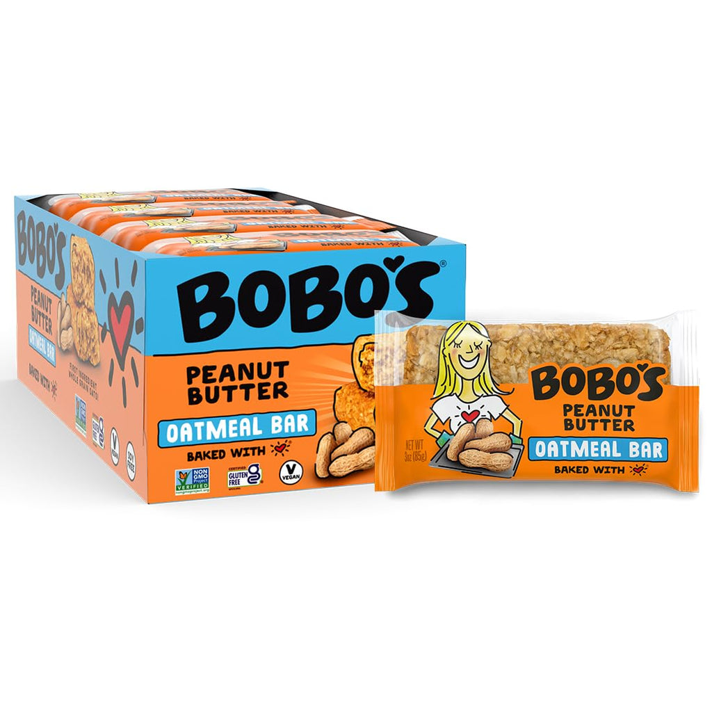 Bobo's Peanut Butter Oat Bars, Gluten Free, Non-GMO, Whole Grain Oats, Pack of 12 | Snack Bars | On-the-Go | Made with Simple Ingredients