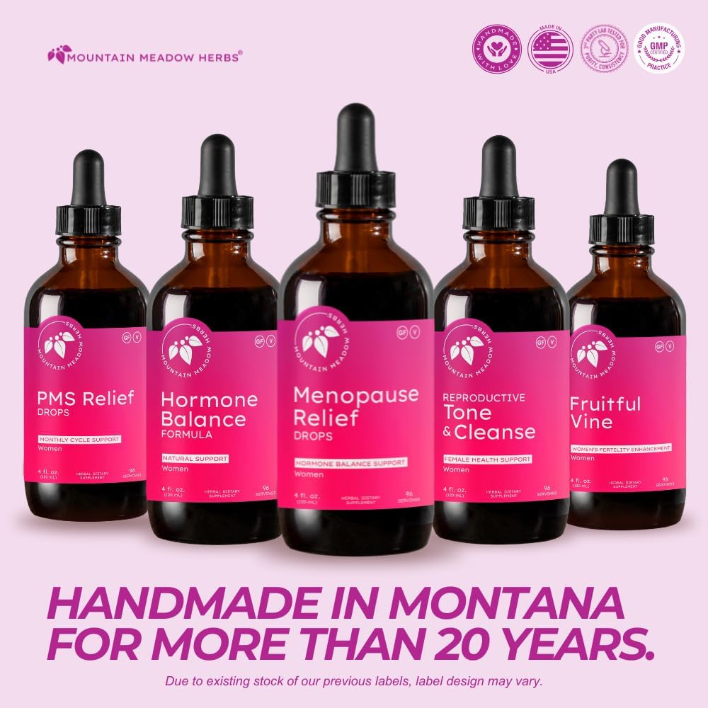 Mountain Meadow Herbs Menopause Relief Drops – Natural Herbal Supplement for Hot Flashes, Hormone Balance, Mood Support & Night Sweats, Liquid Menopause Support – 4oz