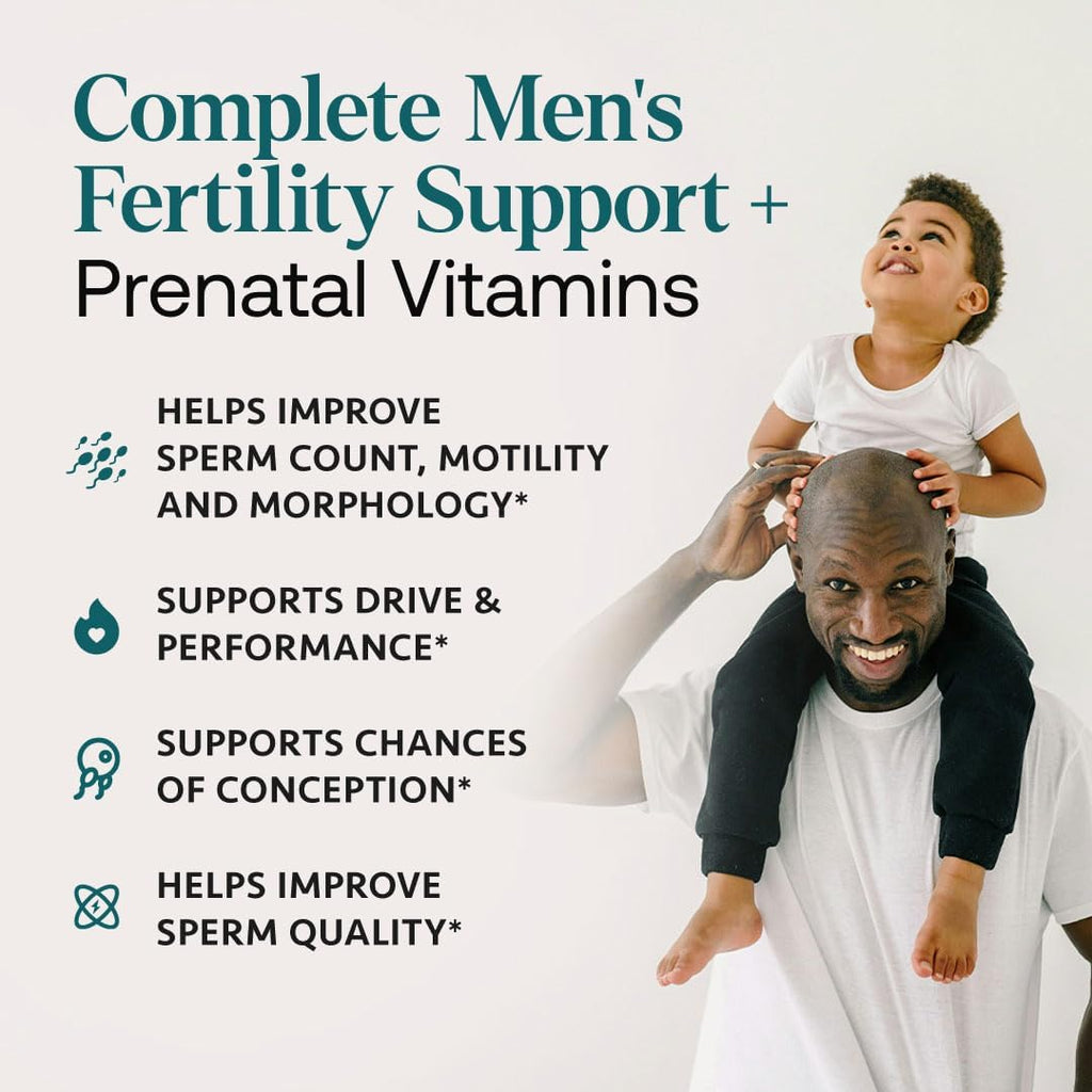 Osh Wellness Men's Fertility Support & Prenatal Vitamins, Ayurvedic support for Conception, Sperm Count, Motility & Volume - With Ashwagandha, Maca, CoQ10, Zinc (Pack of 1, Men Fertility Support)