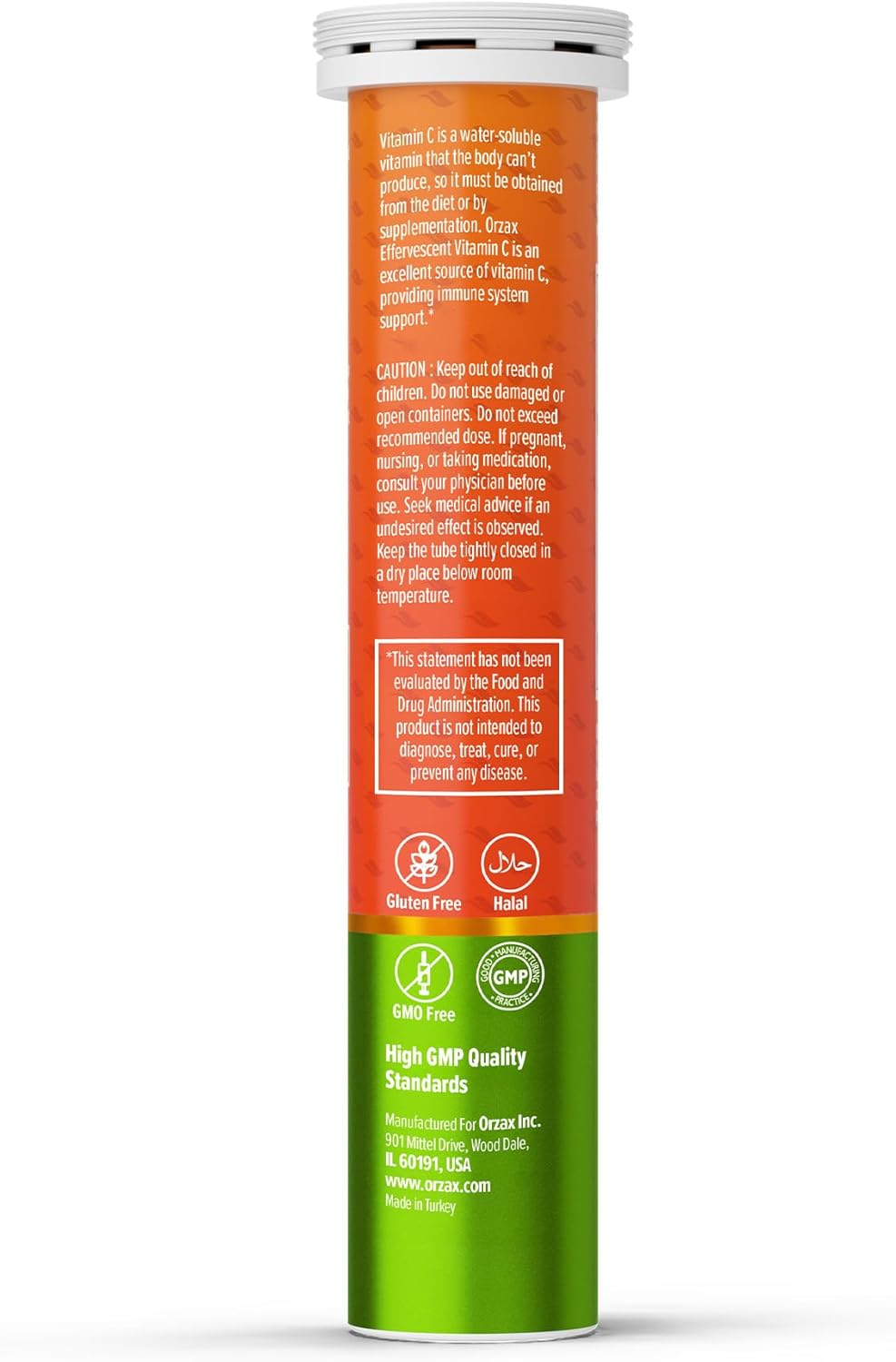 ORZAX Vitamin C 1000 mg Effervescent Tablets | Sugar Free, Gluten Free, GMO Free | Dissolvable Vitamin C Supplement for Immune Support & Antioxidant Support | Orange Flavored (1000mg - 20 Tablets)