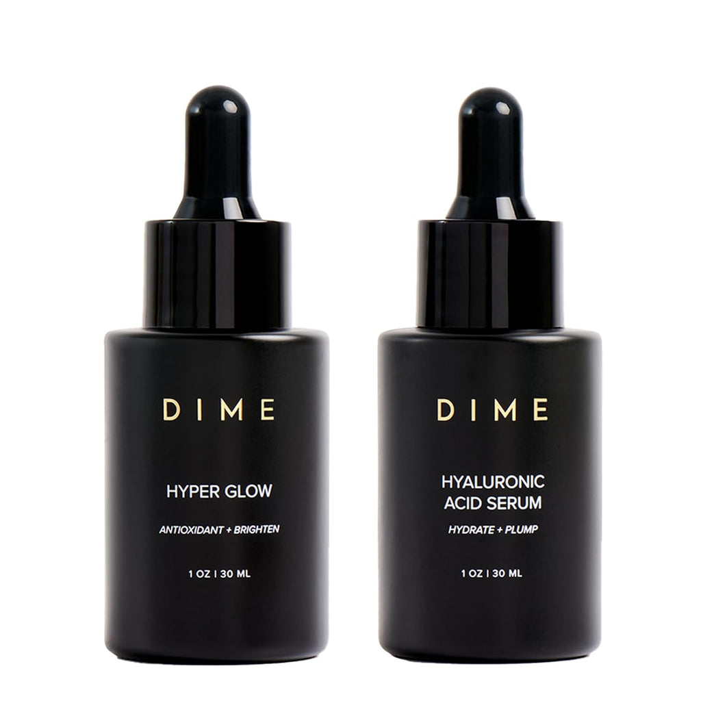 DIME Beauty Serum Set ($64 Value) - Includes Hyaluronic Acid + Hyper Glow Serum (30 ml Each)