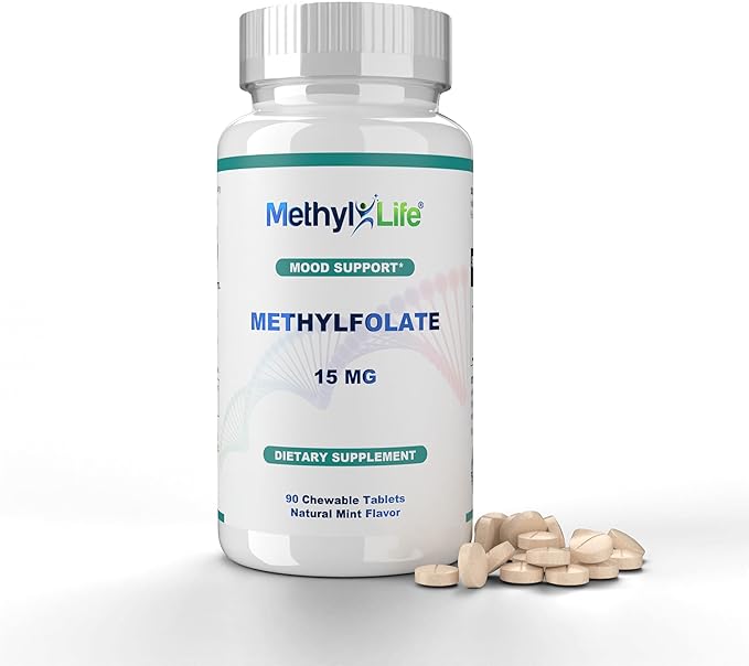 Methyl-Life® L-Methylfolate 15 mg for Women & Men – Active Folate Supplement with ultrapure Cerebrofolate® (L-5-MTHF Calcium) – High Bioavailability B9 Support – Tasty Chewable Tablets | 90 Count