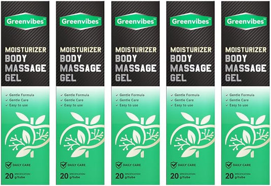 Greenvibes Body Massage Gel, Fast-Absorbing Herbal Blend with Poria Cocos, for Targeted Relief & Skin Hydration, Supports Healthy Liver Function, Boosts Active Energy, 0.68 Fl Oz, 5 Pack