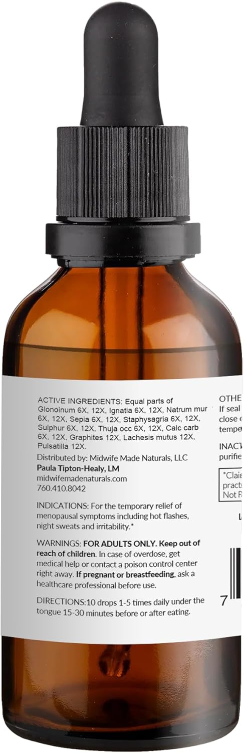Waning Moon - Homeopathic Drops for Menopause Symptoms – Hot Flashes, Night Sweats, Mood Support, Irritability & Other – Natural, Vegan, Non-GMO, 2 fl oz