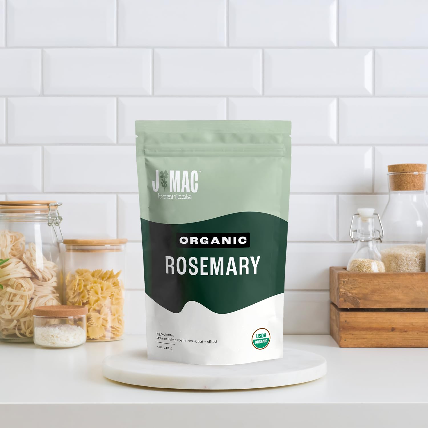 J MAC BOTANICALS Organic Rosemary Leaves (4 oz) Fresh Dried Leaf Herb, Packaged in the USA, Certified USDA Organic