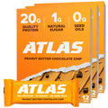 Atlas Bar – 20g Protein, 1g Sugar, 0g Seed Oils, 0g Artificial Sweeteners (Peanut Butter Chocolate Chip, 36 Count)