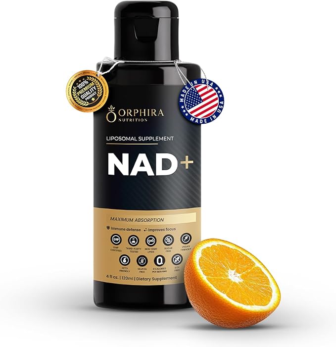 Orphira Liquid Liposomal NAD+ Supplement - 10x Better Absorption for Cellular Energy, Mental Clarity, Healthy Aging & Vitality Support - Enhanced NAD Plus, Vegan, Non-GMO - 30 Servings (4 fl oz)