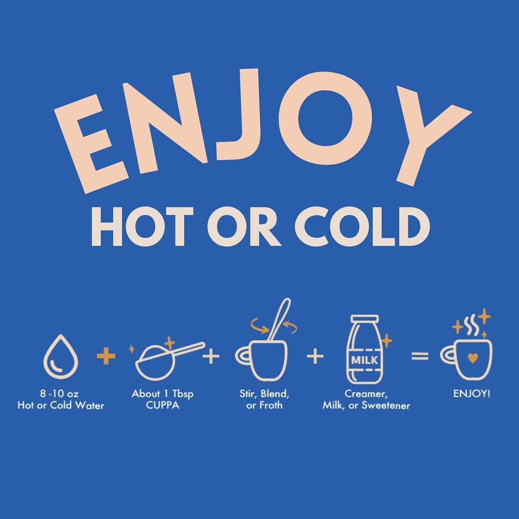 Cuppa French VanillaHealthy Mushroom Instant Coffee with Lion's Mane & Ashwagandha for All Day Energy & Focus - No Crash or Jitters - Nootropics for Brain Health, Gut Health, Immunity, Stress, Memory + Mood - 60 Servings