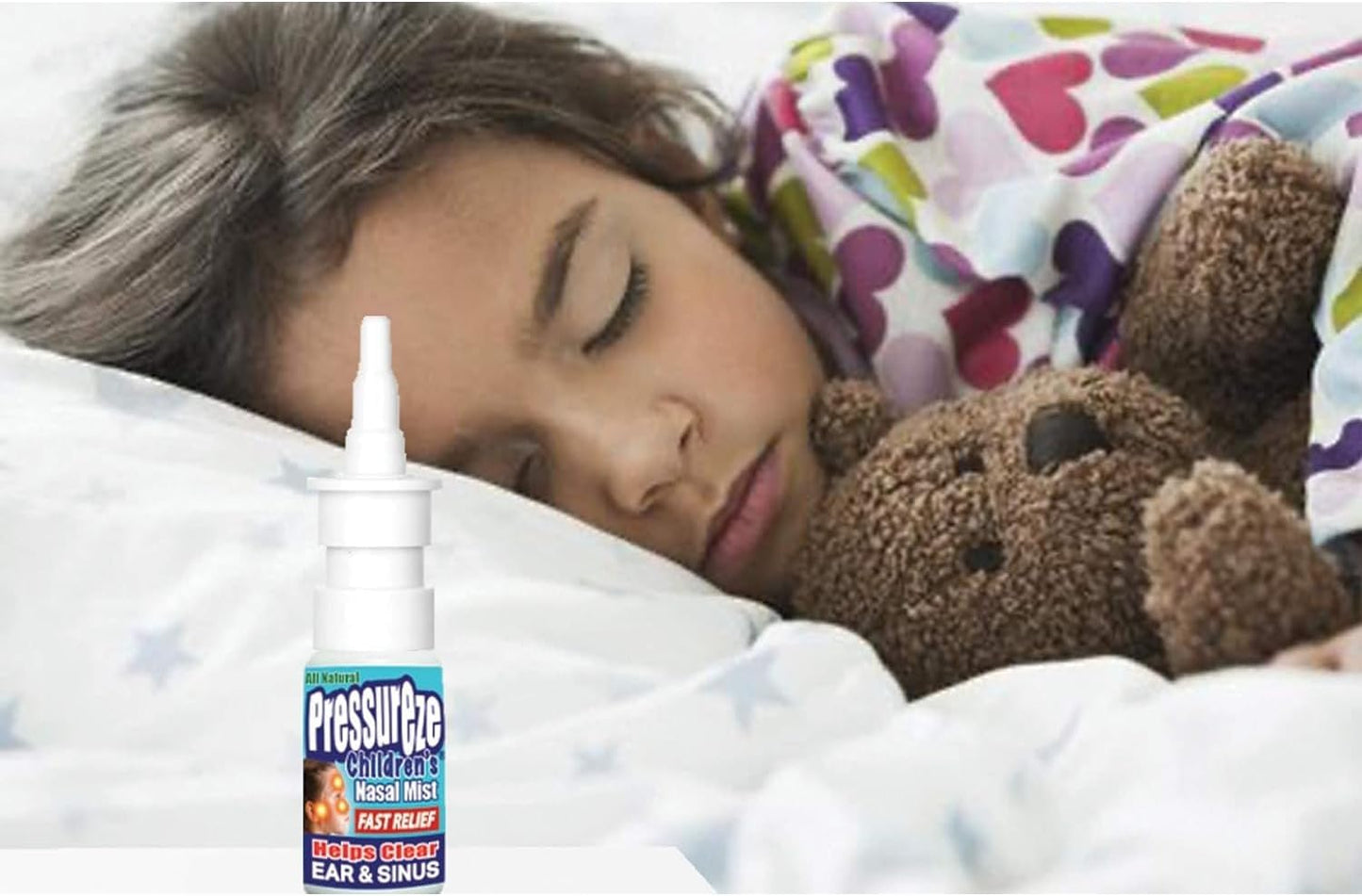 Pressureze Preservative-Free Sterile Nasal Spray for Children - for Sinus and Ear Relief - Open Blocked Ear Canals - Kids Fast Congestion Relief Nasal Spray, 245 Sprays - 34 ml (Pack of 1)